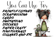 Whimsical Spring Girls Clipart, a Person Illustration by DreamCafeArt (Thumbnail 7 of 7)