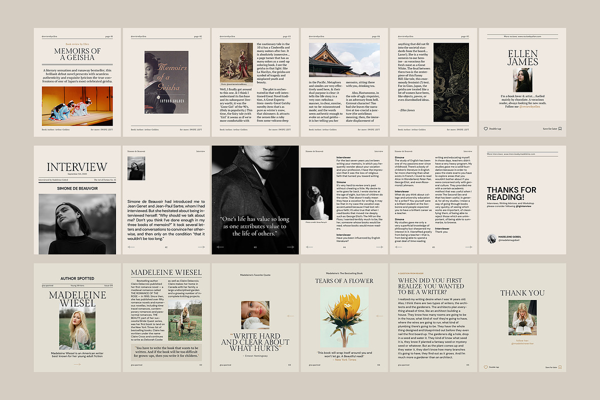 Writers Instagram Carousel Templates, a Social Media Template by September 5th (Photo 7 of 14)