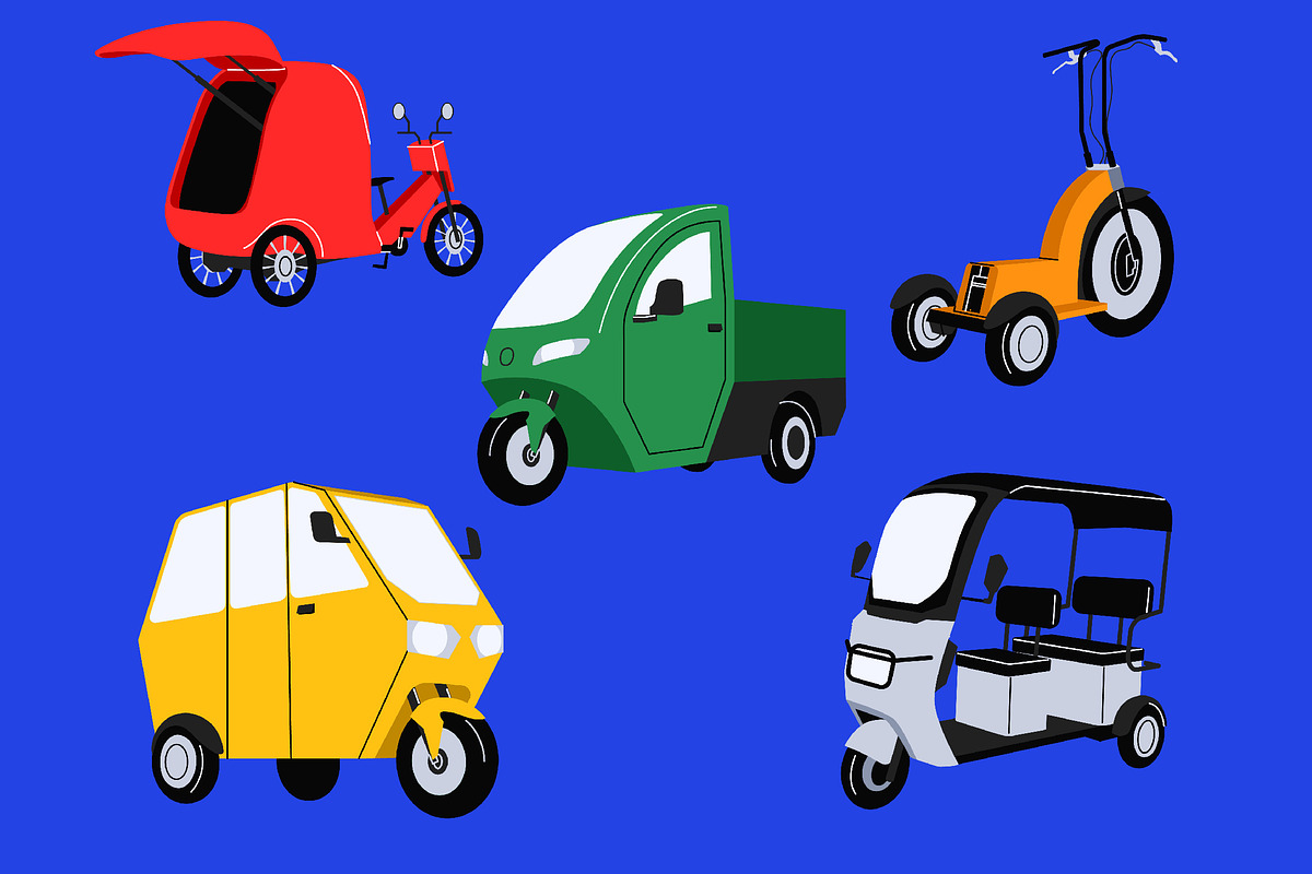 E Trike Asset Illustration, a Transportation Illustration by graphicook