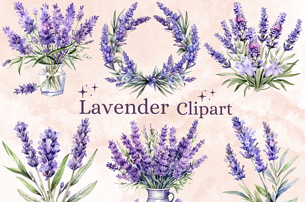 Watercolor Lavender Flowers Set, a Decorative Illustration by GiraffeCreative