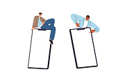 Tiny people show big smartphones set, a Person Illustration by PaperTrident (Thumbnail 3 of 5)