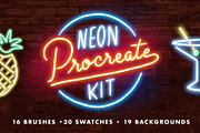 Neon Procreate Brush Kit, a Brush Add-On by Mila Garret (Thumbnail 1 of 10)