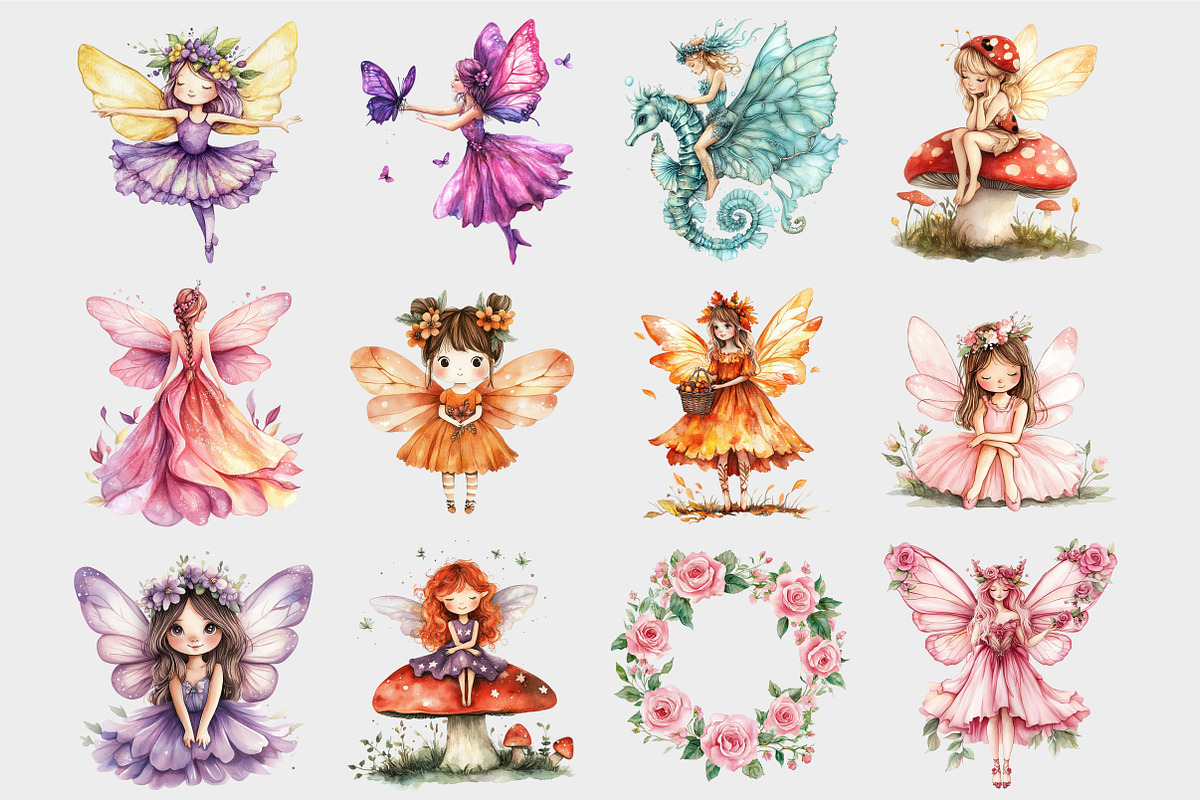 Watercolor Magical Fairy Clipart, a Seasonal Illustration by Design Market (Photo 4 of 5)