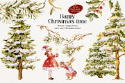 Happy Christmas time- Watercolor set, a Seasonal Illustration by Pamyatka Shop (Thumbnail 7 of 11)