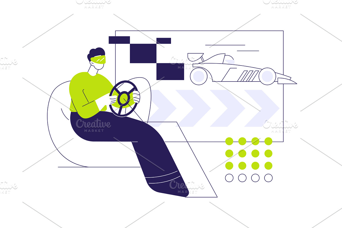 VR in entertainment isolated cartoon, a Technology Illustration by Visual Generation