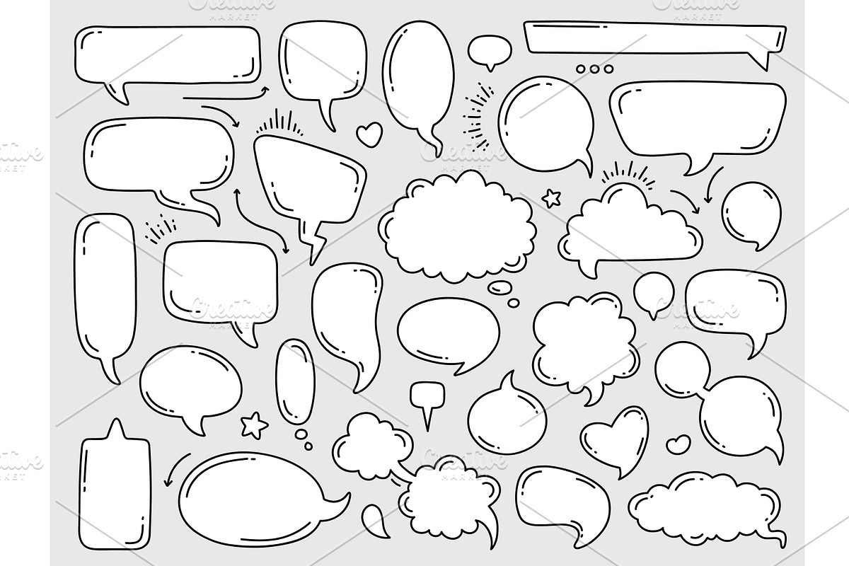 Outline empty speech bubbles, an Illustration by YummyBuum