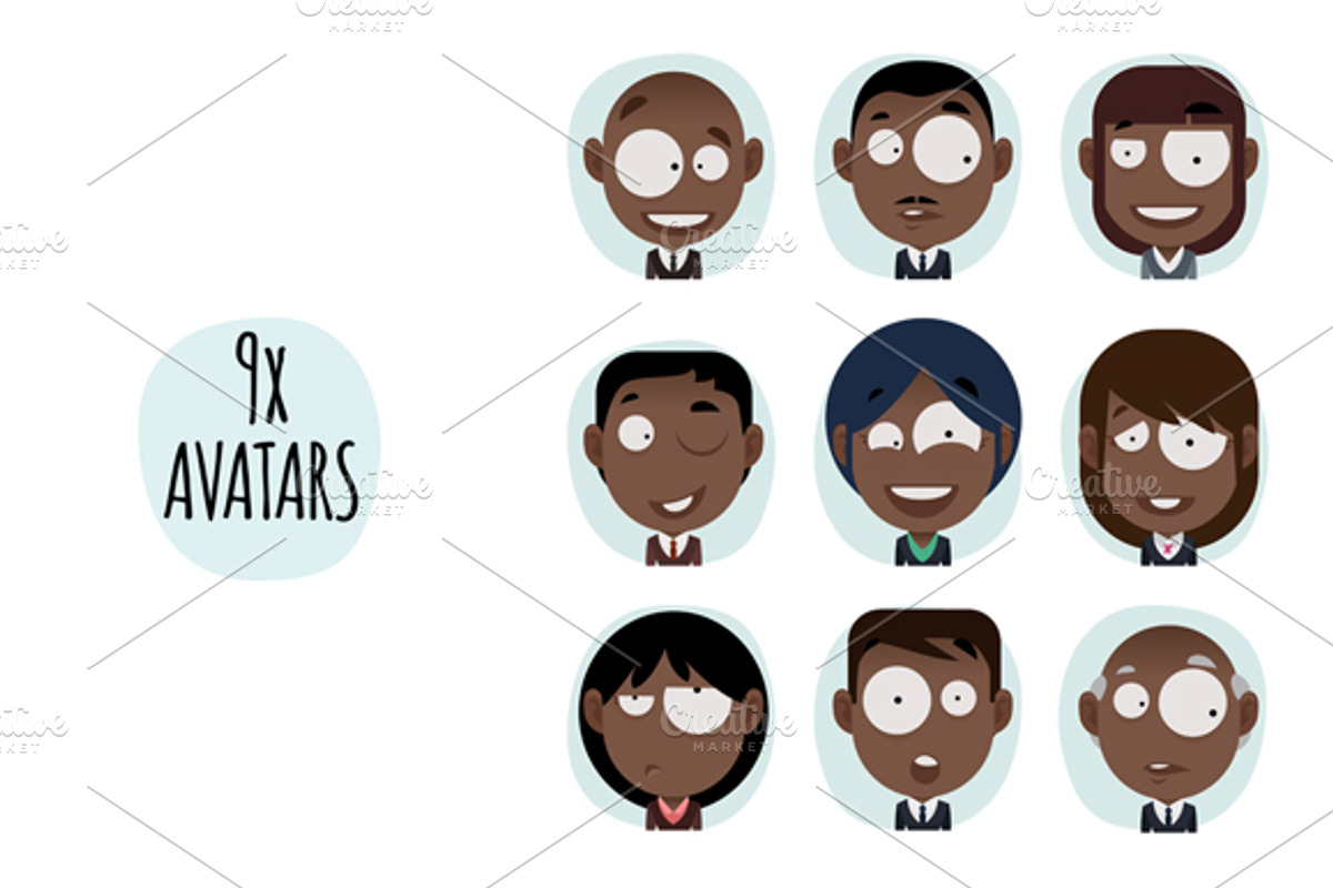 9 x Cartoon avatar set, a Work Illustration by Beatriz Gascón (Photo 2 of 2)