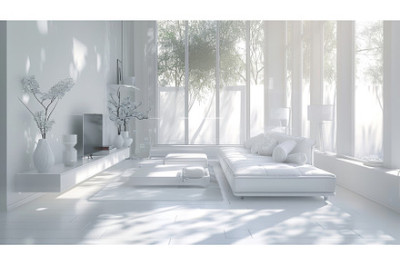 A white living room with furniture, an Architecture Photo by ZinetroN
