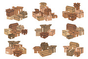 Flat vector cardboard boxes, an Object Illustration by Torontotokio (Thumbnail 3 of 4)