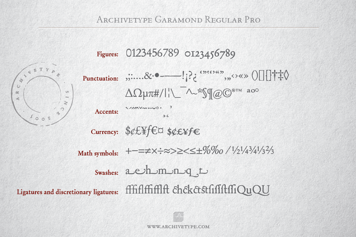 Archive Garamond Regular Pro preview 5