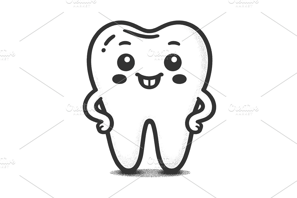 Happy Cartoon Tooth vector, a Healthcare Illustration by AlexArt