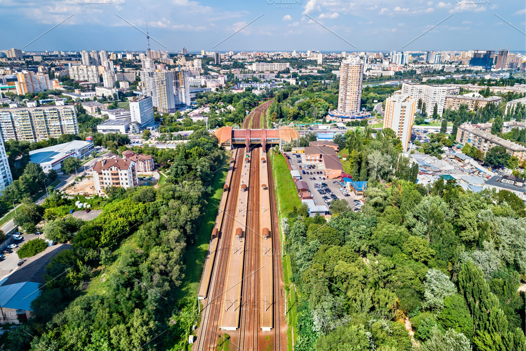 View of karavaevi dachi station in stock photo containing kiev and ukraine, a Transportation Photo by Leonid Andronov