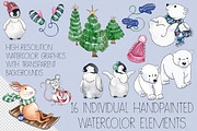 Winter Watercolor Collection, an Animal Illustration by AmberLenaEngle (Thumbnail 2 of 6)