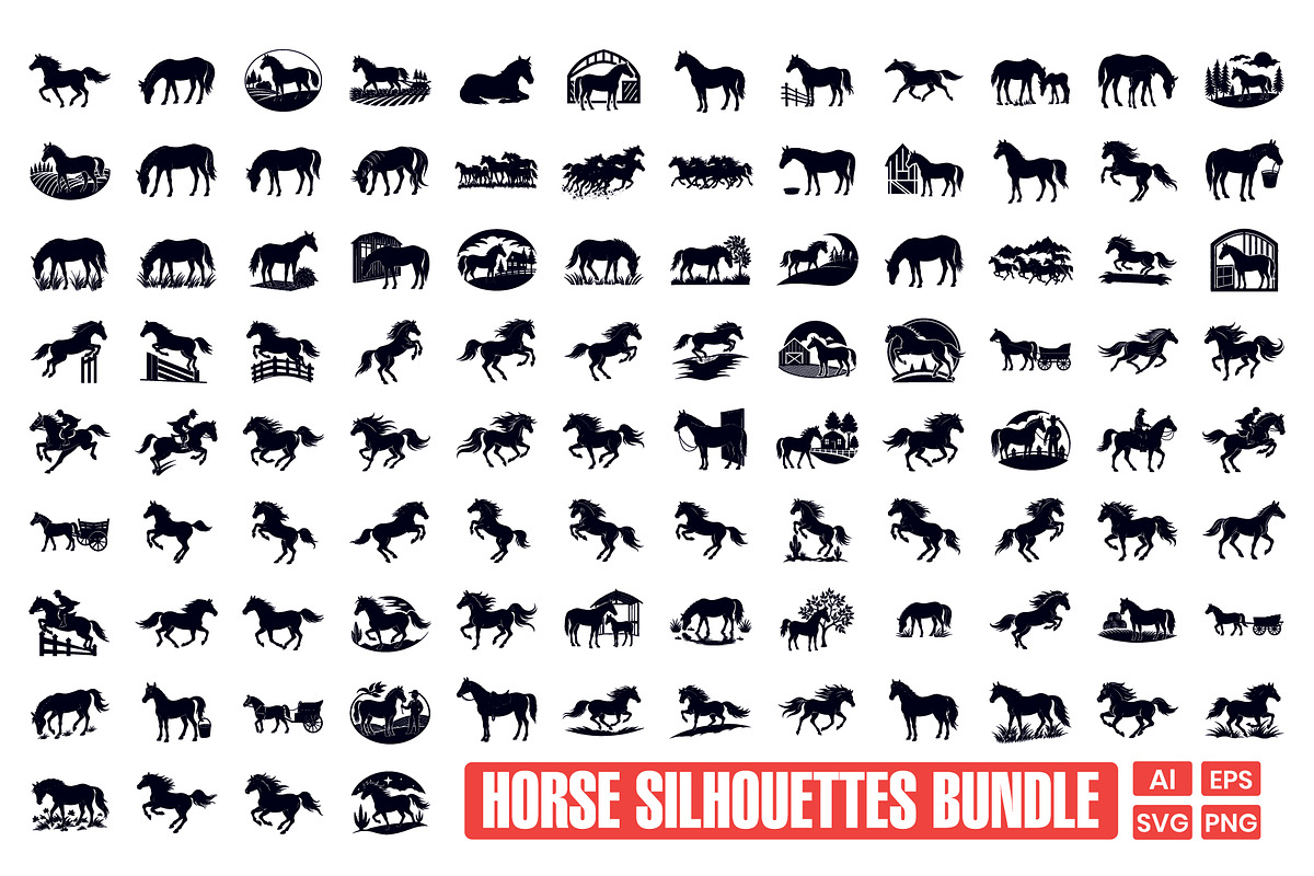 Horse Silhouettes Bundle, an Illustration by Creative_View (Photo 4 of 4)