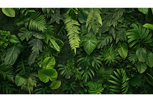 Lush green tropical plant leaves, a Background Photo by Sergey Kotenev