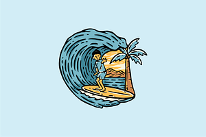 A Surfer's Adventure, an Illustration by nomlimo.com