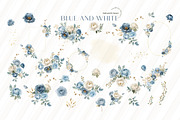 Elegant Navy & White Flowers Clipart, a Graphic by Sunflower Day Love (Thumbnail 5 of 5)