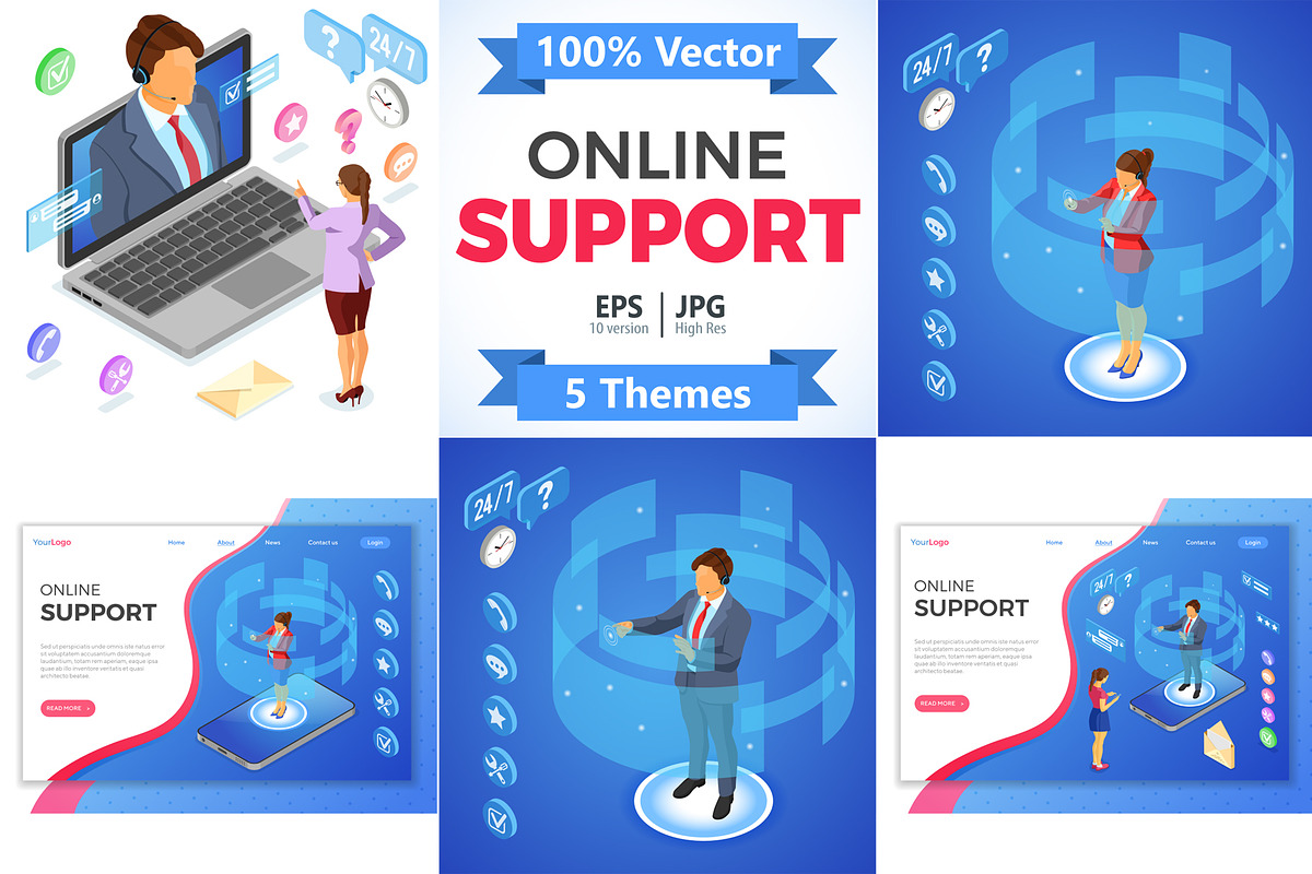 Isometric Online Customer Support, a Person Illustration by TAlex (Photo 1 of 6)