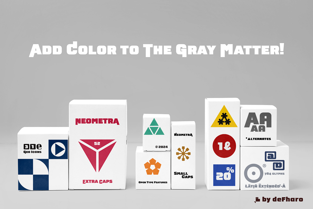 Neometra Caps Display Font, a Sans Serif Font by deFharo (Photo 8 of 8)