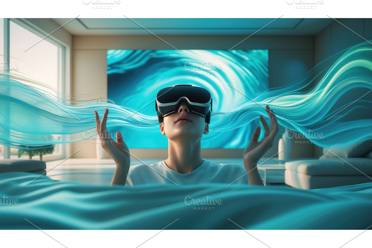 Woman wearing virtual reality, an Illustration by tilialucida