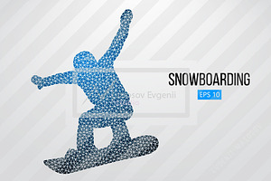 Silhouette Of A Snowboard Rider. Set