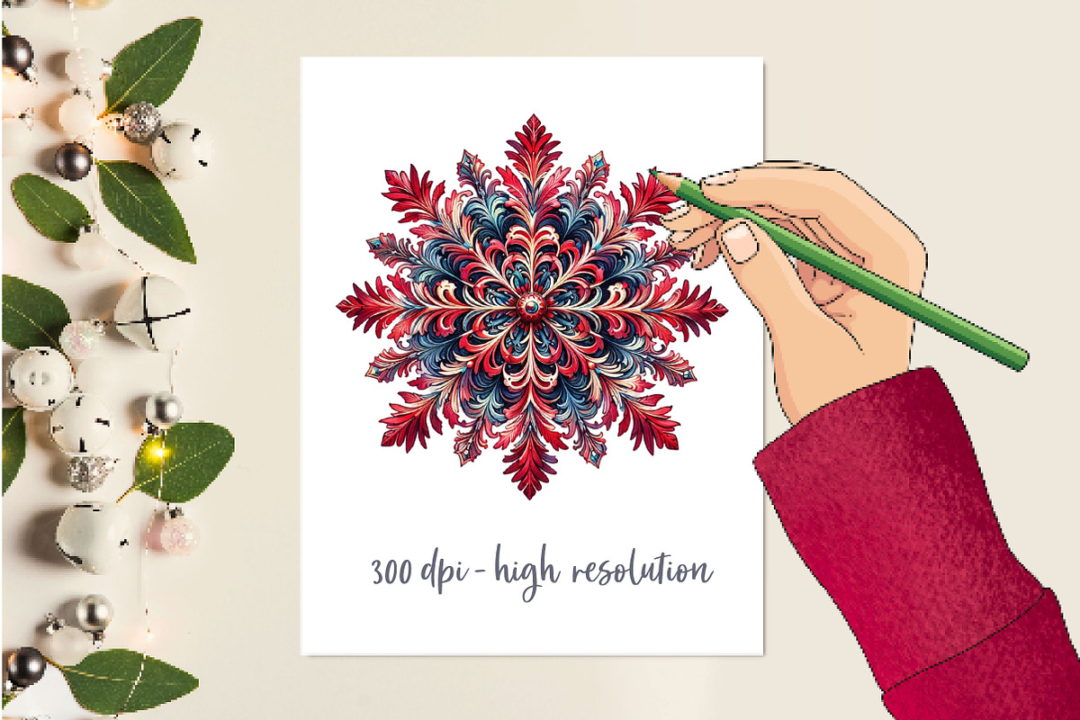 Watercolor Snowflake Clipart Bundle, a Work Illustration by Dream Creation (Photo 2 of 6)