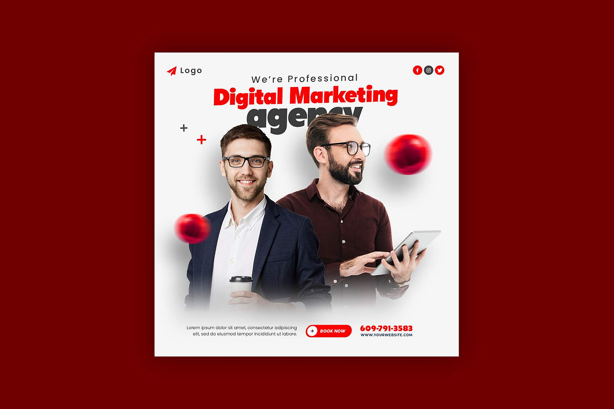 Marketing Agency Corporate Post, a Social Media Template by Saman Osama