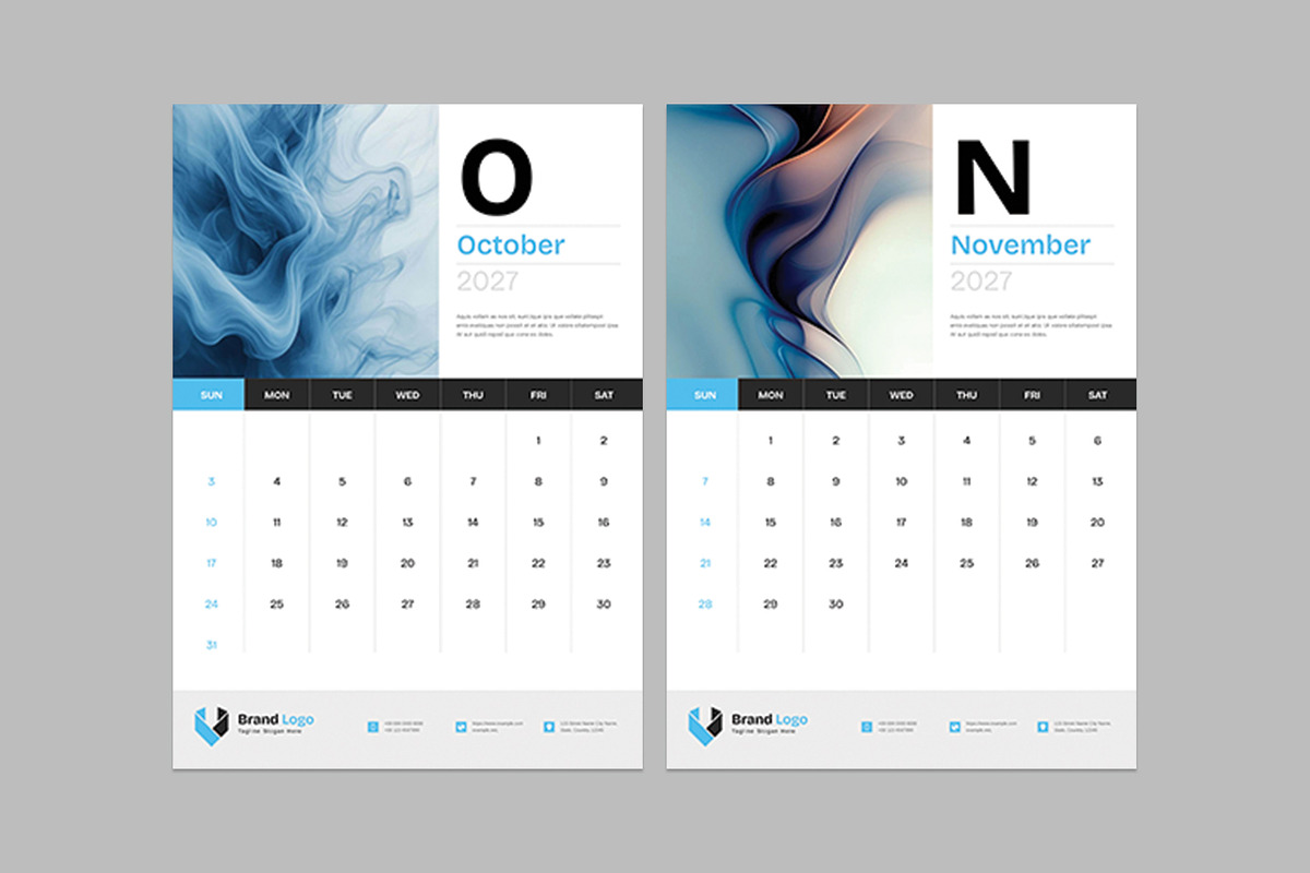 Wall Calendar Template 2027, a Stationery Template by Cleffon_Graphic_Studio (Photo 7 of 8)