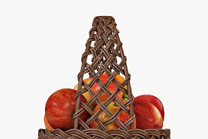 Wicker Basket 04 Set With Apples