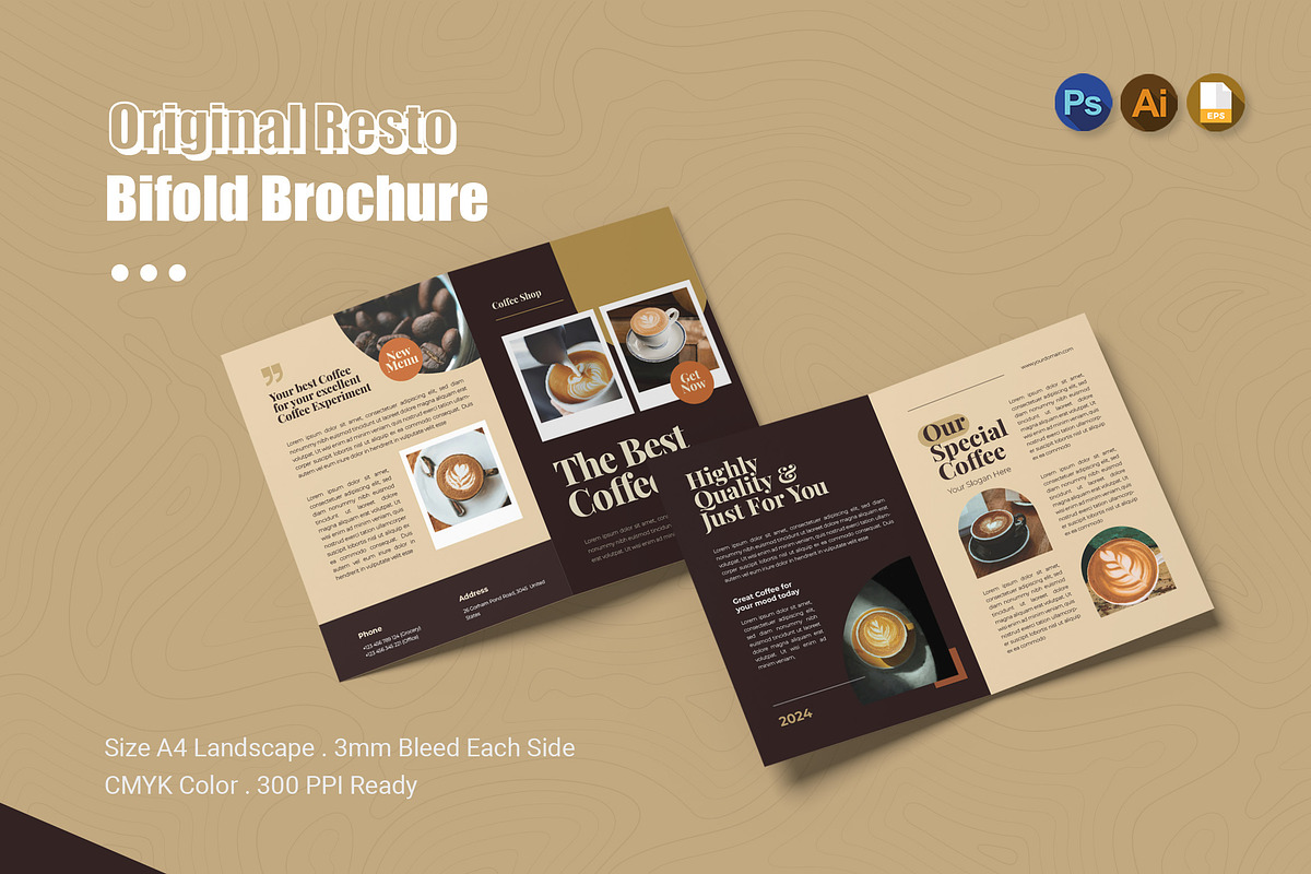 Original Resto Bifold Brochure, a Brochure Template by Esensifiksi.studio (Photo 1 of 3)