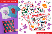 Wisconsin Illustrations Patterns Set, an Illustration by BeesDesign (Thumbnail 1 of 7)