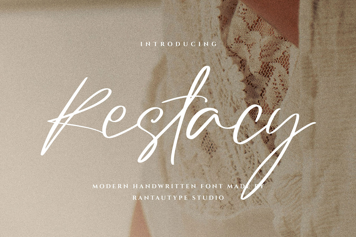 Restacy Modern Handwritten Font, a Handwritten Font by RantautypeStudio (Photo 1 of 19)