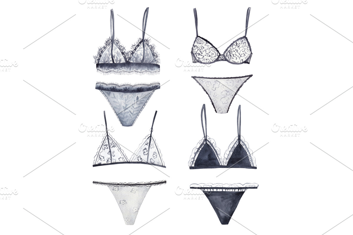 Lace Black Lingerie Set, an Object Illustration by Natikka Art (Photo 2 of 3)