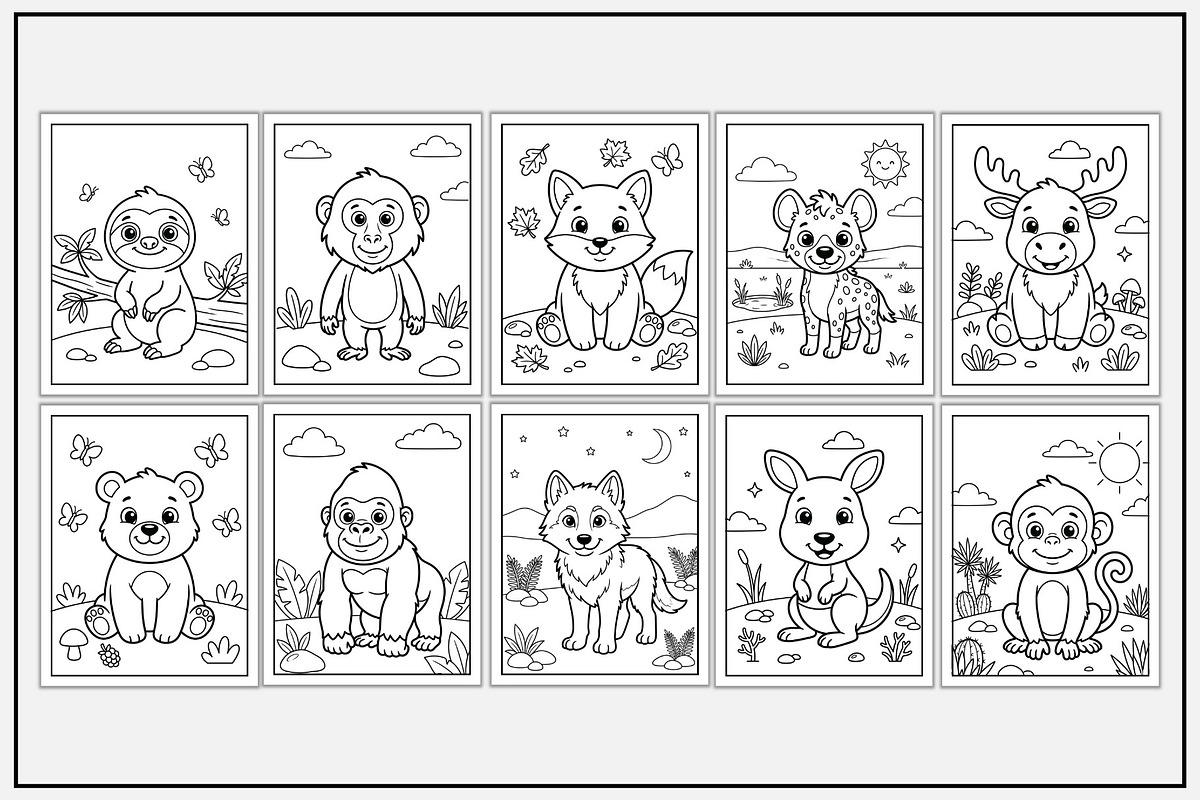 Wild Animals Coloring Pages for Kids, an Animal Illustration by Lamia Emad (Photo 3 of 5)