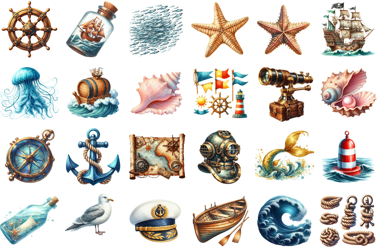 Watercolor Nautical Collection Clipa, an Illustration by Sublimation Artist (Photo 2 of 6)