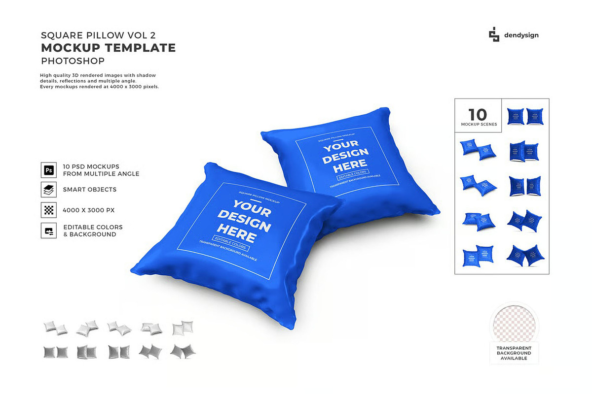 Square Pillow Cushion Mockup, a Household Mockup by DesignRushMarket (Photo 1 of 11)