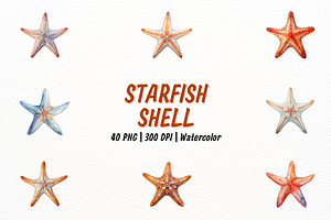 Realistic Starfish and Shell Clipart, an Animal Illustration by New-School-Wave