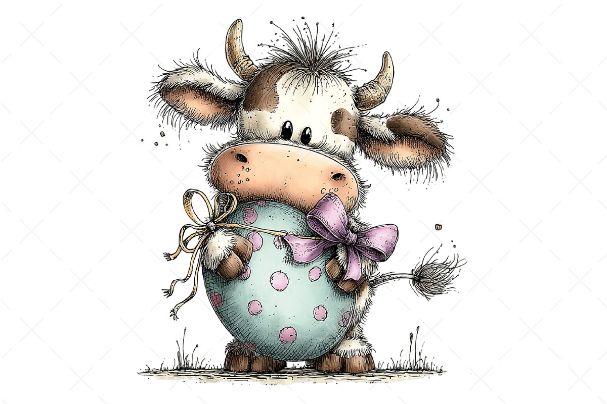 Whimsical Easter Cow Clipart Png, an Illustration by Craft Nest (Photo 9 of 9)