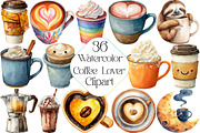 Watercolor Coffee Lover Clipart, an Illustration by DreamPrint404 (Thumbnail 1 of 5)