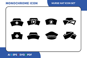 Nurse Hat Icon Set, a Solid Icon by Fontmine Studio