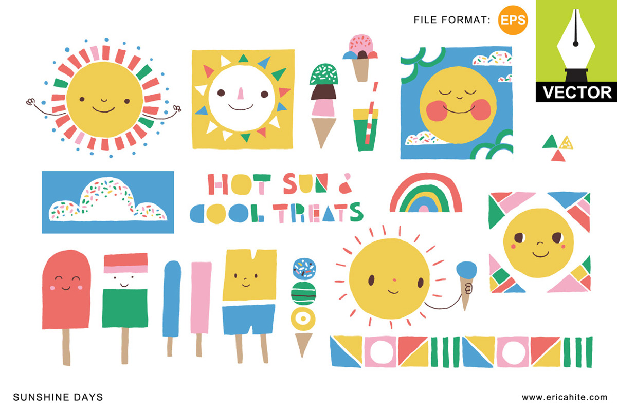 Sunshine Days: Vector Art (EPS), an Illustration by Erica Hite