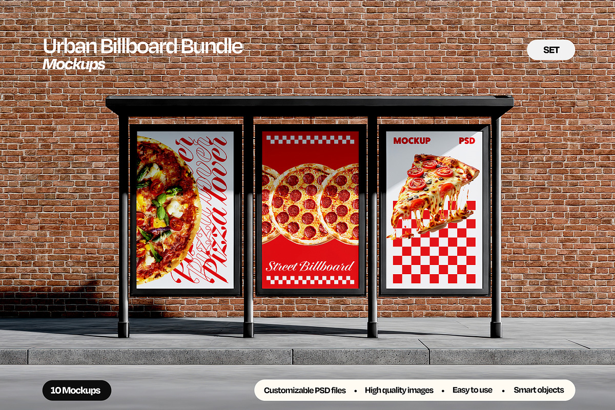 Urban Street Billboard Mockup Bundle, an Advertising Mockup by Mego-studio (Photo 1 of 11)