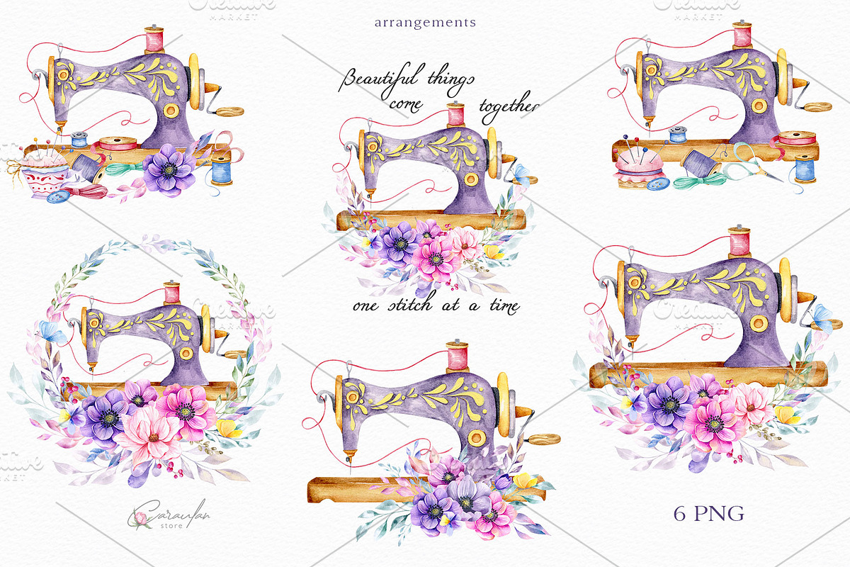 SEWING WATERCOLOR CLIPART, an Illustration by CaraulanStore (Photo 2 of 8)