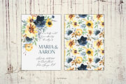 Navy Peony & Sunflower Florals PNG, a Decorative Illustration by whiteheartdesign (Thumbnail 7 of 7)