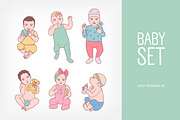 Cute baby, colored & line art set, a Person Illustration by Good Studio (Thumbnail 1 of 6)
