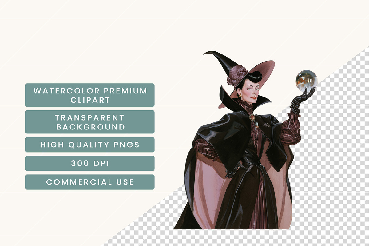 Vintage Witch Clipart Bundle, a Seasonal Illustration by BusyDaydesign (Photo 7 of 9)