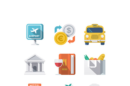 Traveling and transport Flat icons preview 3