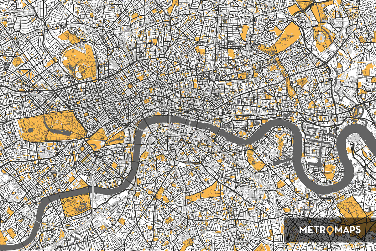 London Map – Regular Yellow, an Illustration by MetroMaps (Photo 3 of 3)