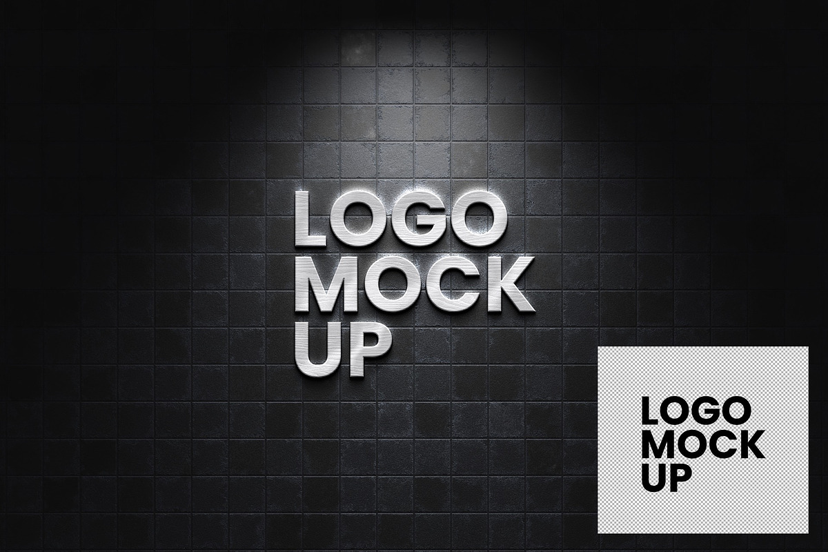 Shiny Logo On Wall Mockup, a Mockup by WudelMbois Studio (Photo 2 of 3)