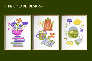 Books And Tea Vector Collection